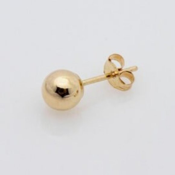 NEW 14K Real GOLD Ball Stud Earrings 5mm Yellow Gold HypoAllergenic Stamped14K - Picture 3 of 3